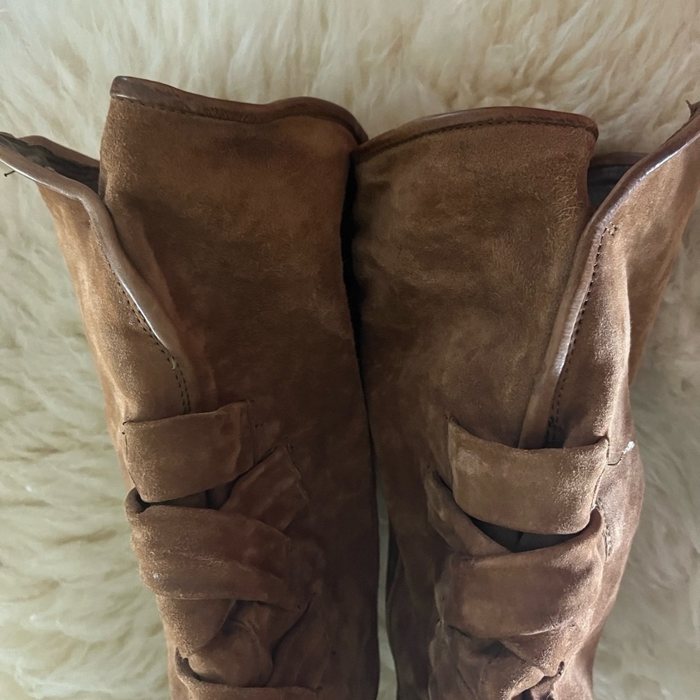 NWOT A.S. 98 Brown Suede Braided Knee High Boots - Picture 7 of 11